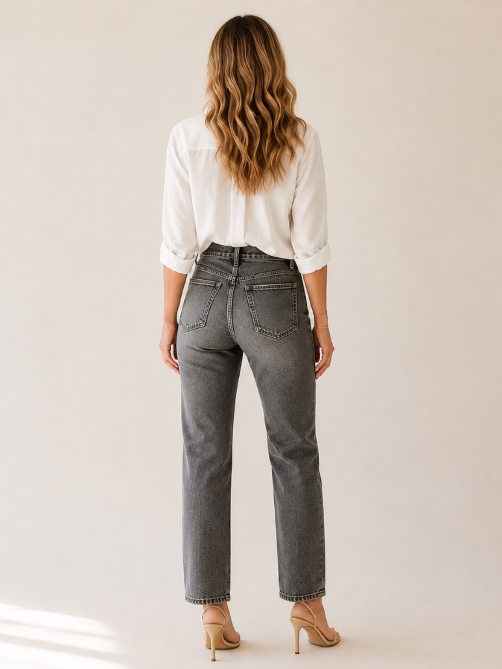 FRAME Le Nouveau Straight Jeans Gray Washed High Rise Size 25 Premium Denim - Picture 2 of 15